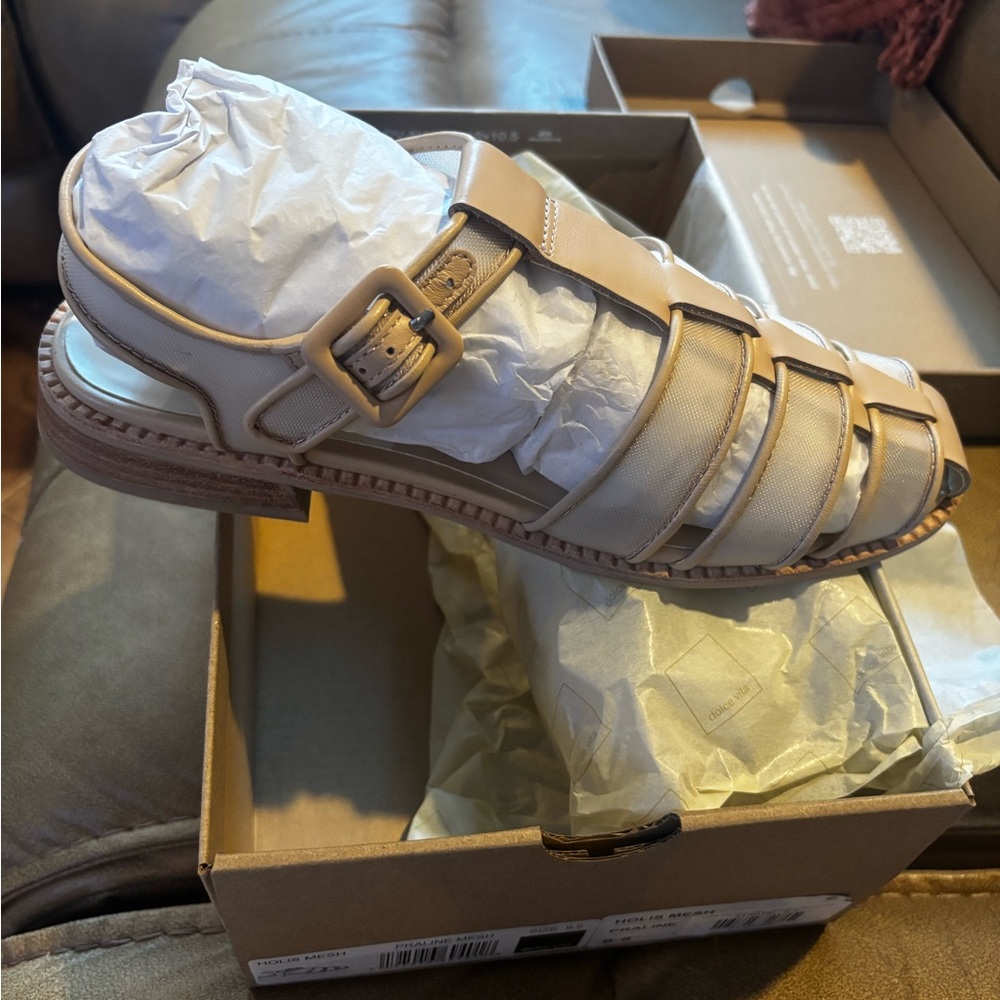 Dolce Vita Cream Strappy Sandals praline mesh size 9.5 NIB retail $140